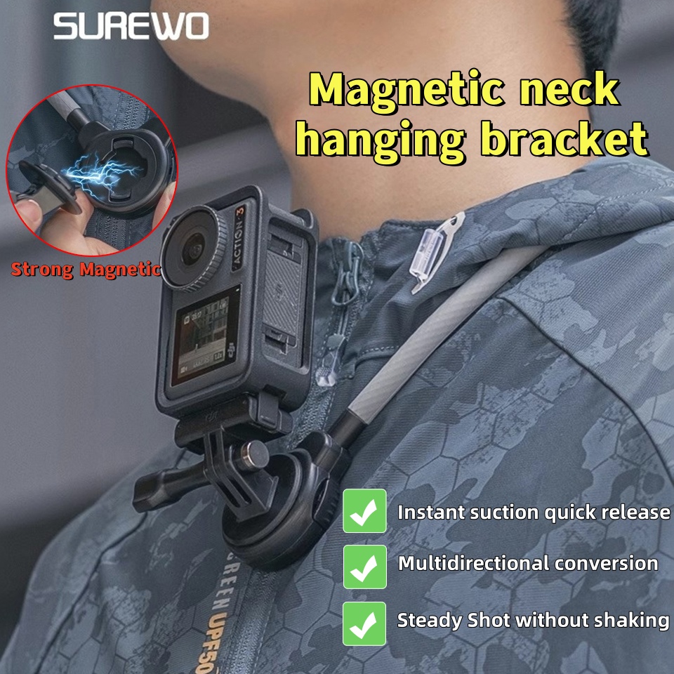 Gopro Action Camera Hero 11 Black - SUREWO manyetik Quick Release boyun dağı