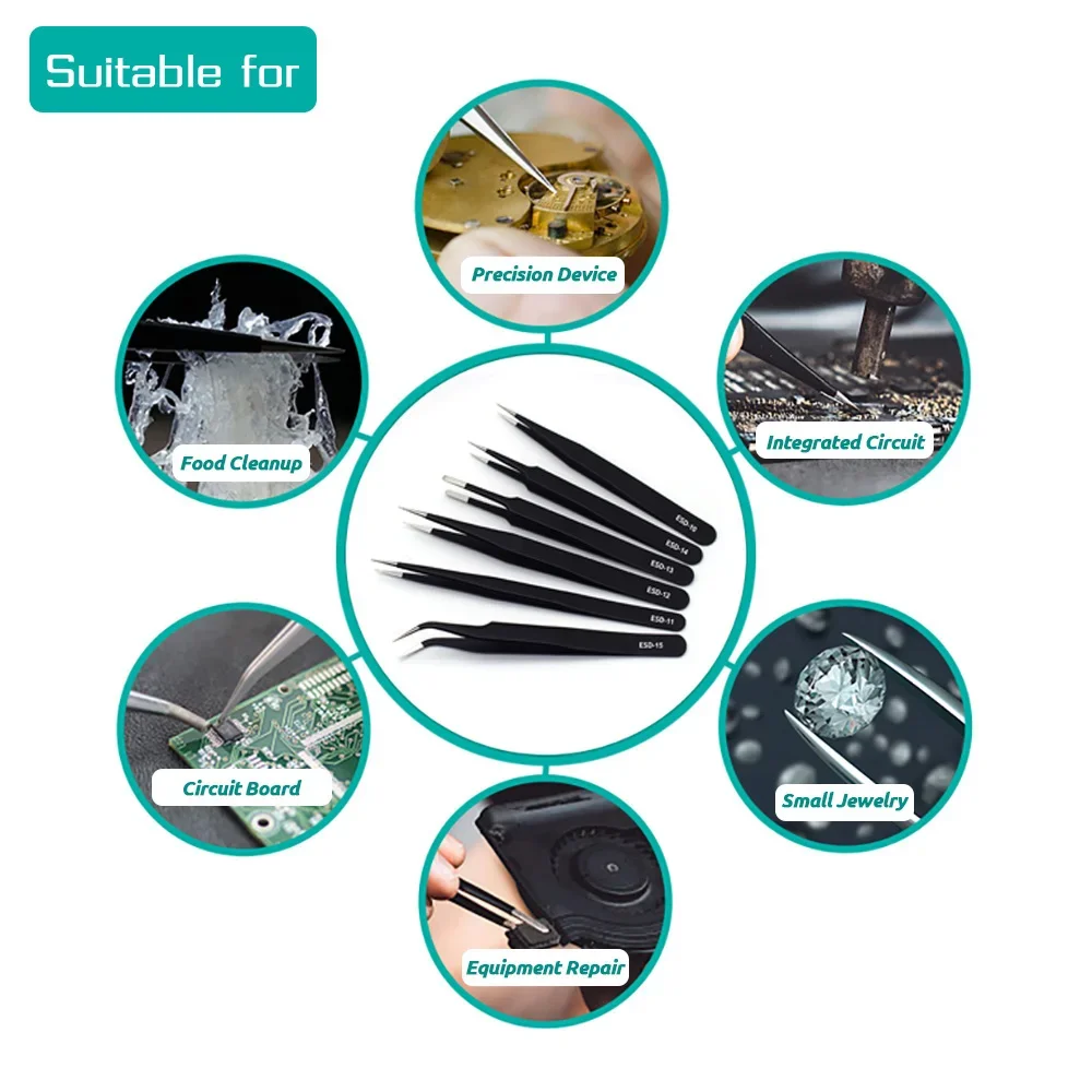 6 adet hassas cımbız seti ESD  - Electronics Repair Tool Kit incelemesi ve fiyatı